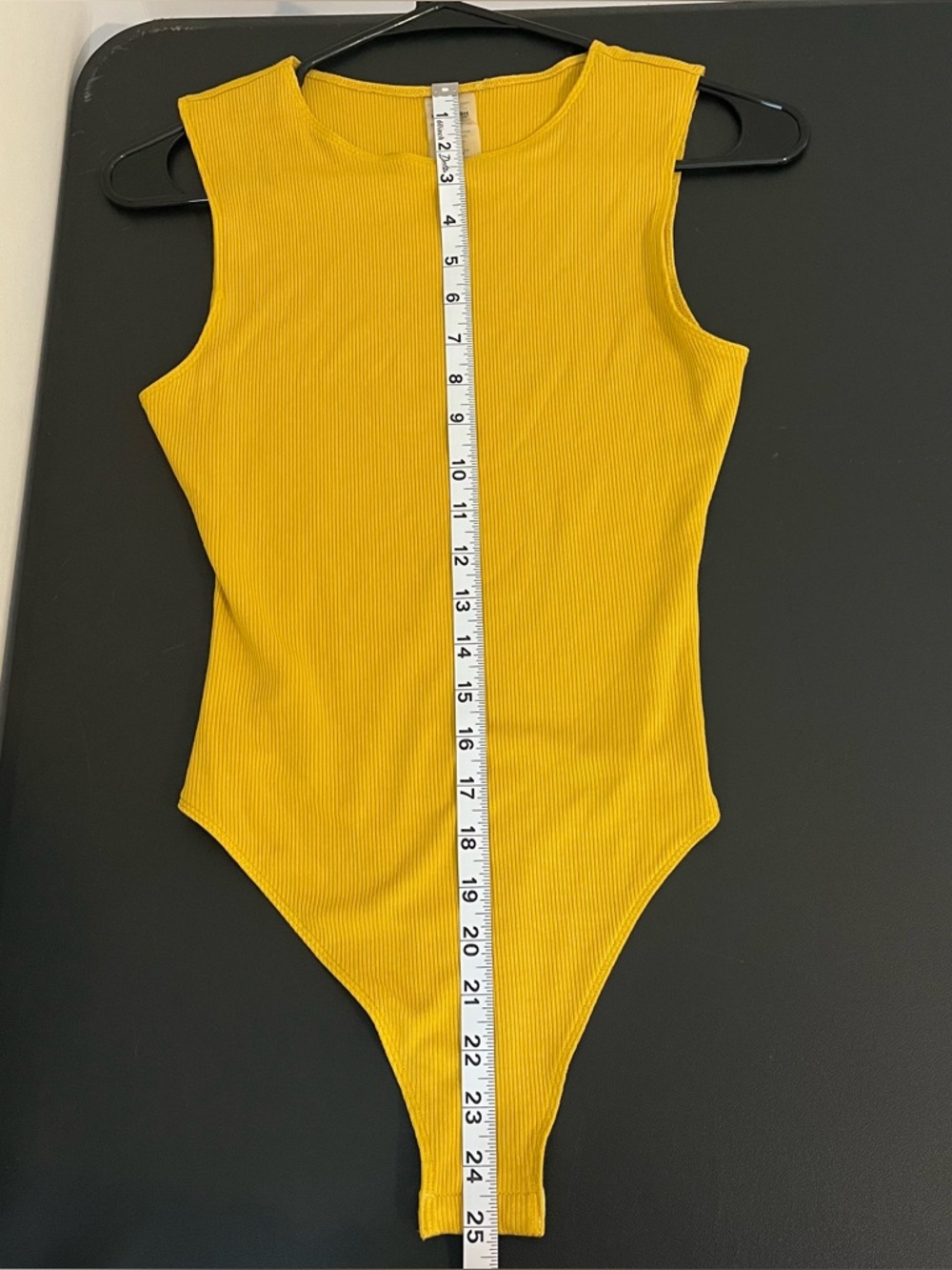 Kittenish Ribbed One-Piece Bodysuit - Mustard- Small - Picture 7 of 7